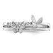 Sterling Silver Rhodium plated CZ Butterflies Ring
