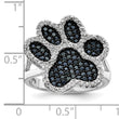 Sterling Silver Rhodium-plated Polished CZ Paw Print Ring