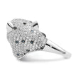 Sterling Silver Rhodium-plated Polished CZ Cheetah Ring