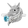 Sterling Silver Rhodium-plated Polished CZ Unicorn Ring