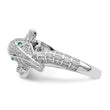 Sterling Silver Rhodium-plated Polished CZ Alligator Ring