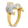 Sterling Silver Rhodium-plated Gold Tone Mom & Baby CZ Elephants Ring