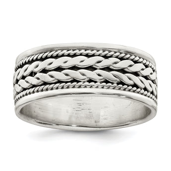 Sterling Silver Antiqued Rope Design Ladie's Ring - Birthstone Company