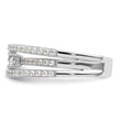 Sterling Silver Rhodium-plated CZ 3 Row Ring