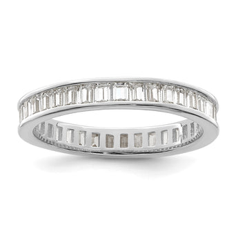 Sterling Silver Polished Rhodium-plated Channel Set CZ Band - Birthstone Company