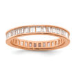 Sterling Silver Polished Rose-tone Channel Set CZ Band - Birthstone Company
