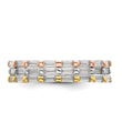 Sterling Silver Rose & Gold-tone Baguette CZ Eternity 3 Band Set - Birthstone Company