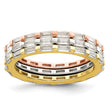 Sterling Silver Rose & Gold-tone Baguette CZ Eternity 3 Band Set - Birthstone Company