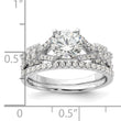Sterling Silver Rhodium-plated Polished CZ Engagement and Band Set