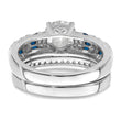 Sterling Silver Rhodium-plated Polished Blue & White CZ Engagement & Band R