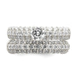 Sterling Silver Polished Pave CZ Wedding Ring Set