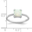 Sterling Silver Rhodium-plated Polished Square White Created Opal Ring