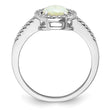 Sterling Silver Rhodium-plated Polished White Created Opal CZ Halo Ring - Birthstone Company
