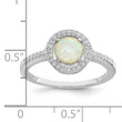 Sterling Silver Rhodium-plated Polished White Created Opal CZ Halo Ring - Birthstone Company