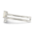 Sterling Silver CZ & Heart Created White Opal Double Band Ring