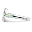 Sterling Silver Rhodium-plated White Created Opal Inlay Heart Ring - Birthstone Company