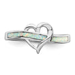Sterling Silver Rhodium-plated White Created Opal Inlay Heart Ring - Birthstone Company