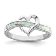 Sterling Silver Rhodium-plated White Created Opal Inlay Heart Ring - Birthstone Company