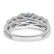 Sterling Silver Rhodium plated Blue Crystal & CZ Ring