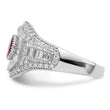Sterling Silver Rhodium-plated Polished Red & White CZ Ring