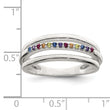 Sterling Silver Polished Rainbow CZ 3-Band Ring