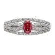 Sterling Silver Rhodium plated Red Crystal & CZ Ring