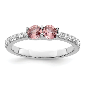 Sterling Silver Rhodium-plated Pink CZ Ring