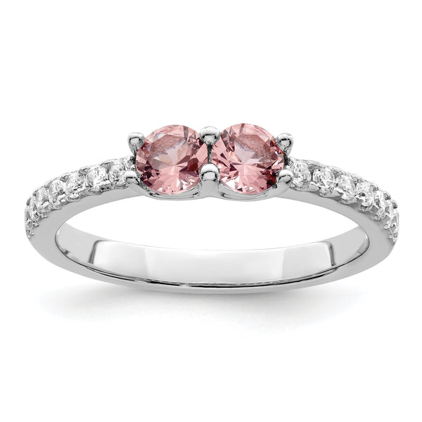 Sterling Silver Rhodium-plated Pink CZ Ring