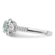 Sterling Silver Rhodium plated Carribean Green & White CZ Ring