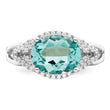 Sterling Silver Rhodium plated Green and White CZ Ring