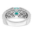 Sterling Silver Rhodium plated White and Teal CZ Ring