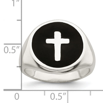 Sterling Silver Rhodium-plated Enameled Cross Ring - Birthstone Company
