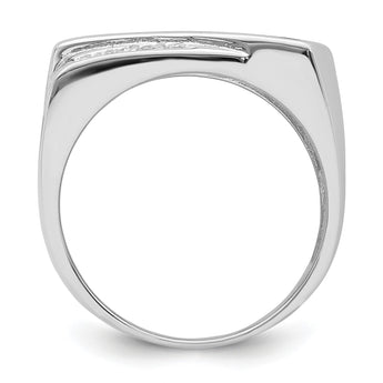 Sterling Silver Rhodium-plated CZ & Onyx Ring - Birthstone Company