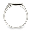 Sterling Silver Black Enameled and CZ Mens Ring