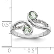 SS Rhod-plated .6t.w. Green Quartz & White Topaz Swirl Ring