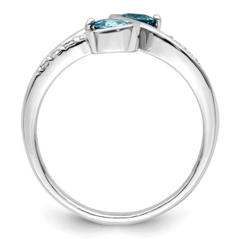 Sterling Silver Rhod-plated .8t.w. LSBT/White Topaz Swirl Ring - Birthstone Company