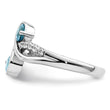 Sterling Silver Rhod-plated .8t.w. LSBT/White Topaz Swirl Ring - Birthstone Company