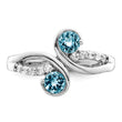 Sterling Silver Rhod-plated .8t.w. LSBT/White Topaz Swirl Ring - Birthstone Company