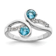 Sterling Silver Rhod-plated .8t.w. LSBT/White Topaz Swirl Ring - Birthstone Company