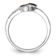 SS Rhod-plated .6t.w. Smoky Quartz & White Topaz Swirl Ring