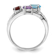 Sterling Silver RH-plated 1.15t.w. BT/AM/GA/WT Oval Ring - Birthstone Company