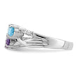 Sterling Silver RH-plated 1.15t.w. BT/AM/GA/WT Oval Ring - Birthstone Company
