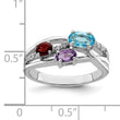 Sterling Silver RH-plated 1.15t.w. BT/AM/GA/WT Oval Ring - Birthstone Company