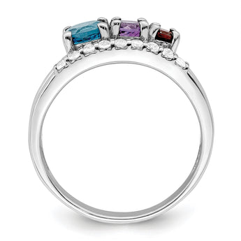 Sterling Silver RH-plated 1.12t.w. LSBT/AM/GA/WT Ring - Birthstone Company