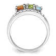 Sterling Silver RH-plated .95t.w. CI/PE/BT/WT Circle ByPass Ring - Birthstone Company