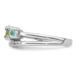 Sterling Silver RH-plated .95t.w. CI/PE/BT/WT Circle ByPass Ring - Birthstone Company