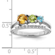 Sterling Silver RH-plated .95t.w. CI/PE/BT/WT Circle ByPass Ring - Birthstone Company
