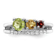 Sterling Silver RH-plated 1.02t.w. PE/CI/GA/WT Bypass Ring