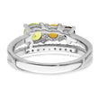 Sterling Silver RH-plated 1.02t.w. PE/CI/GA/WT Bypass Ring