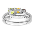 Sterling Silver RH-plated 1.02t.w. PE/CI/GA/WT Bypass Ring - Birthstone Company